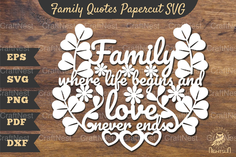 Family Quotes Papercut SVG Bundle - CraftNest - Digital Crafting and Art