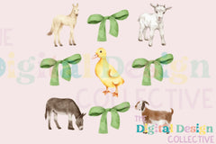 Charming Farm Coquette Clipart Bundle with Farm Animals - CraftNest - Digital Crafting and Art