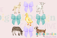 Charming Farm Coquette Clipart Bundle with Farm Animals - CraftNest - Digital Crafting and Art