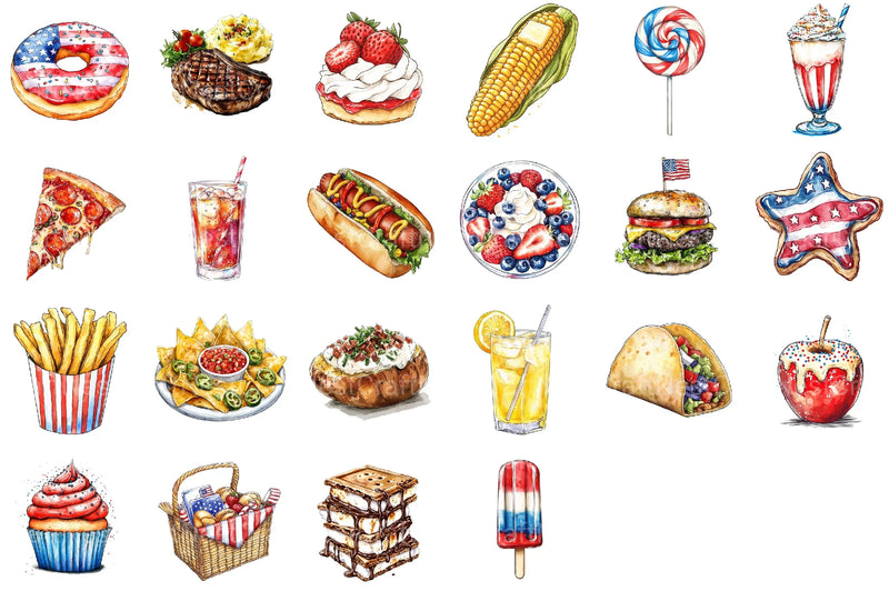Fast Food For 4th Of July Clipart Bundle 2 - CraftNest - Digital Crafting and Art