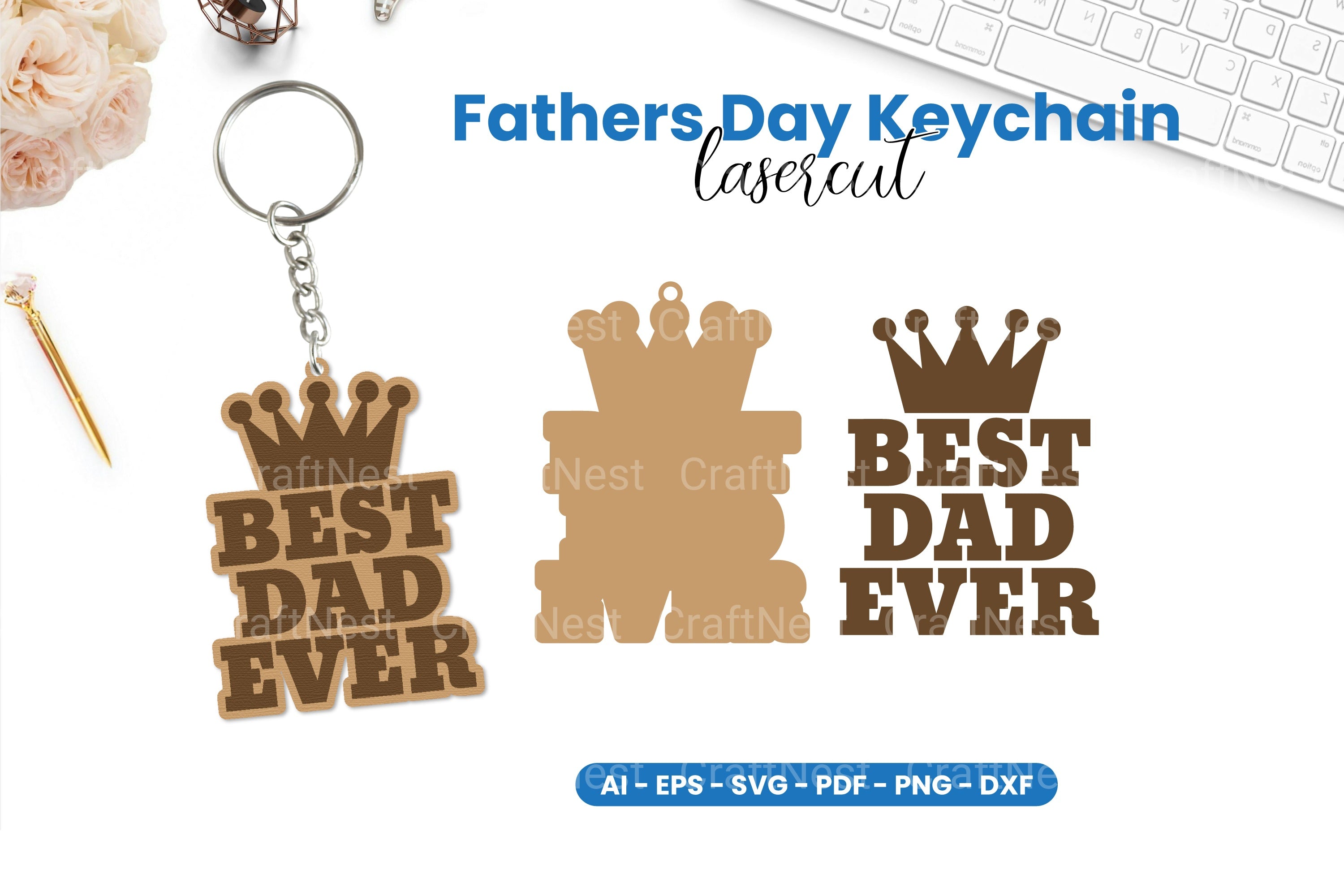 Father's Day Keychain Laser Cut SVG Bundle