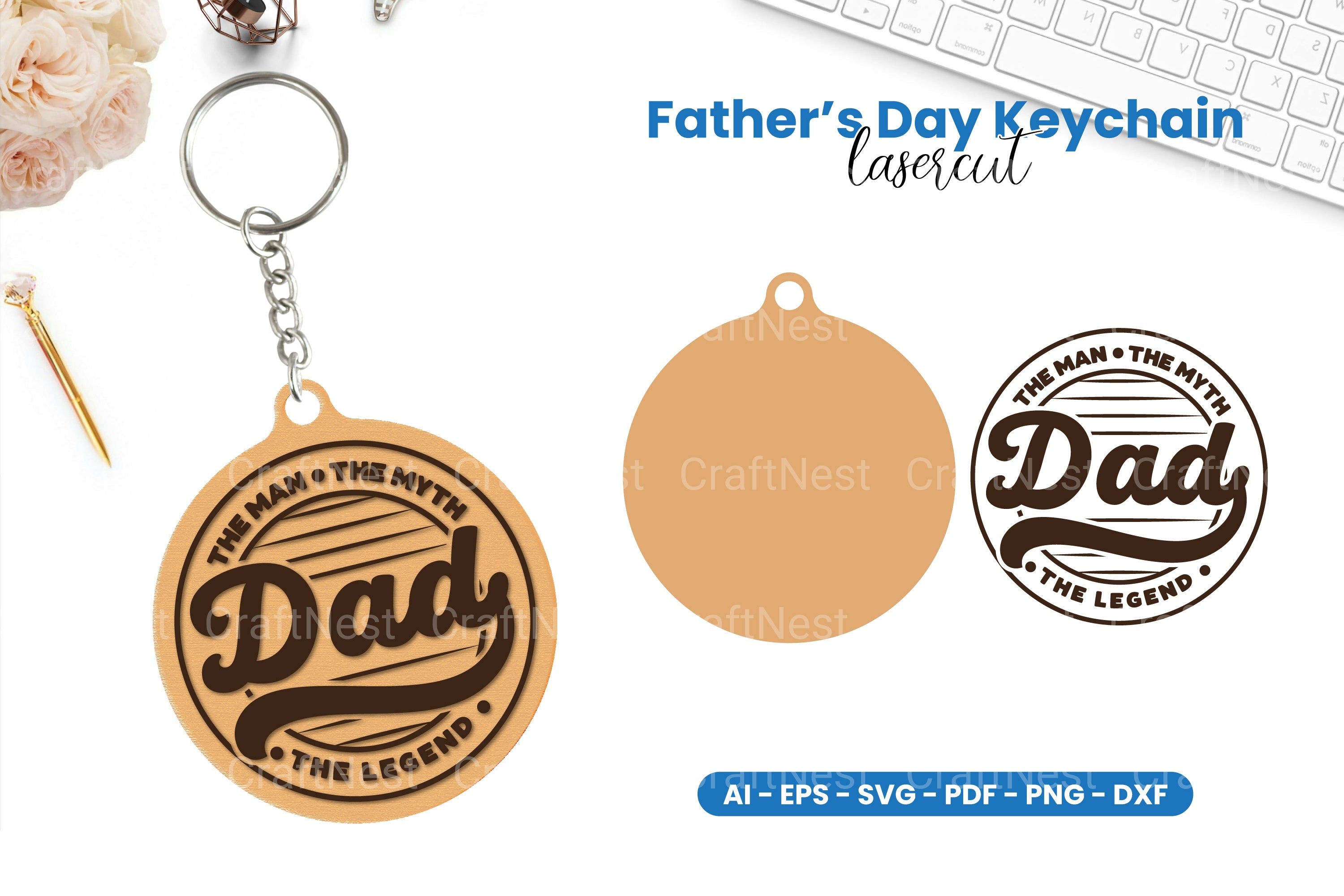 Father's Day Keychain Laser Cut SVG Bundle