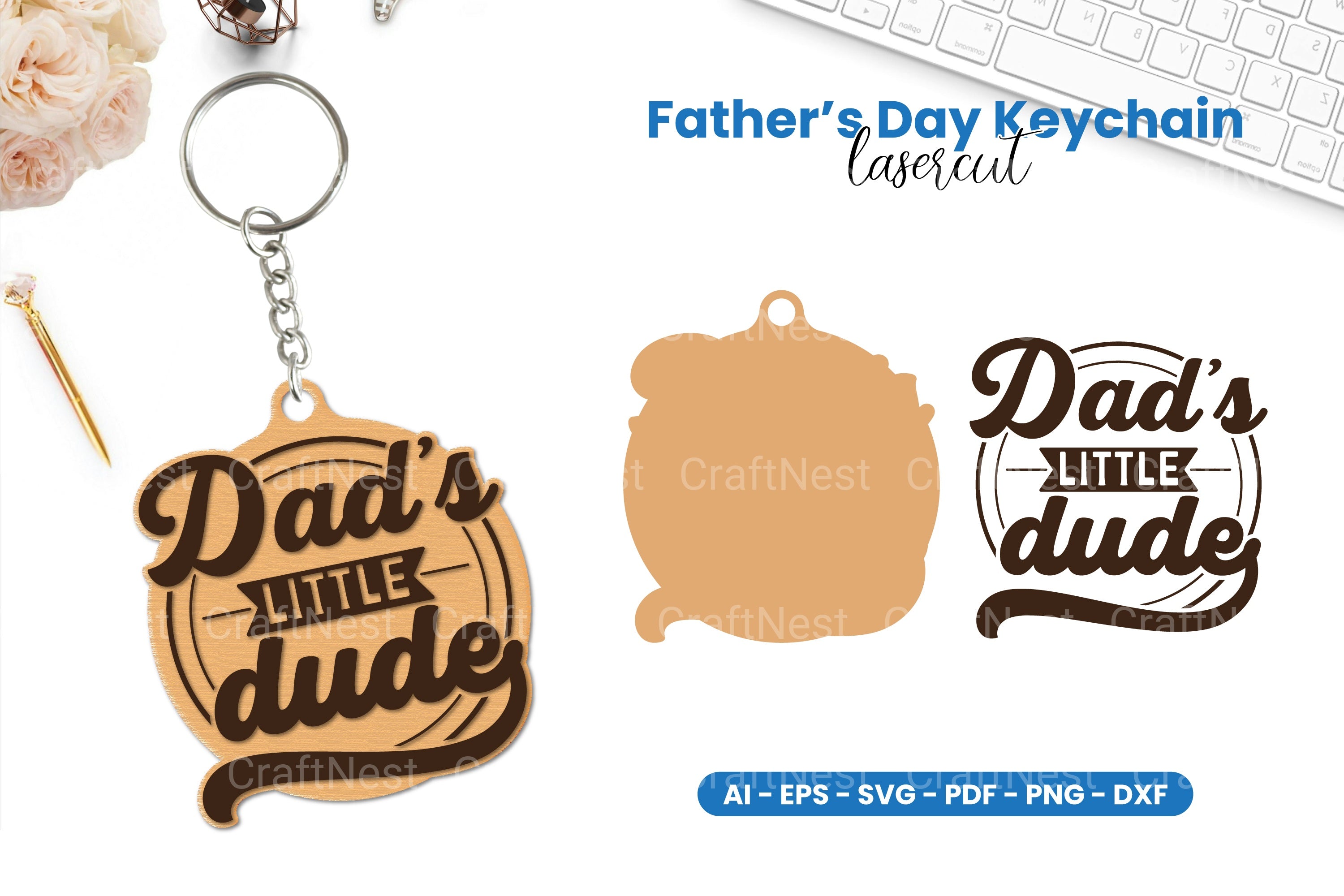 Father's Day Keychain Laser Cut SVG Bundle