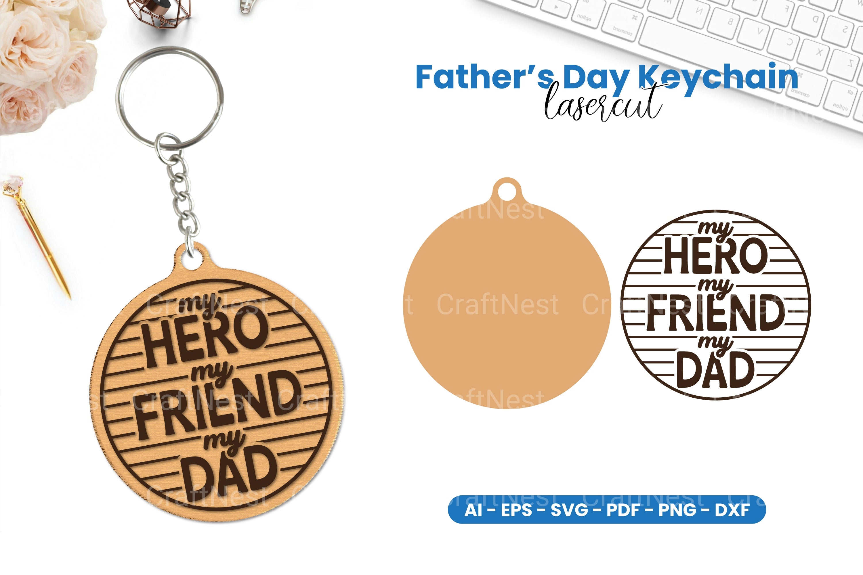Father's Day Keychain Laser Cut SVG Bundle