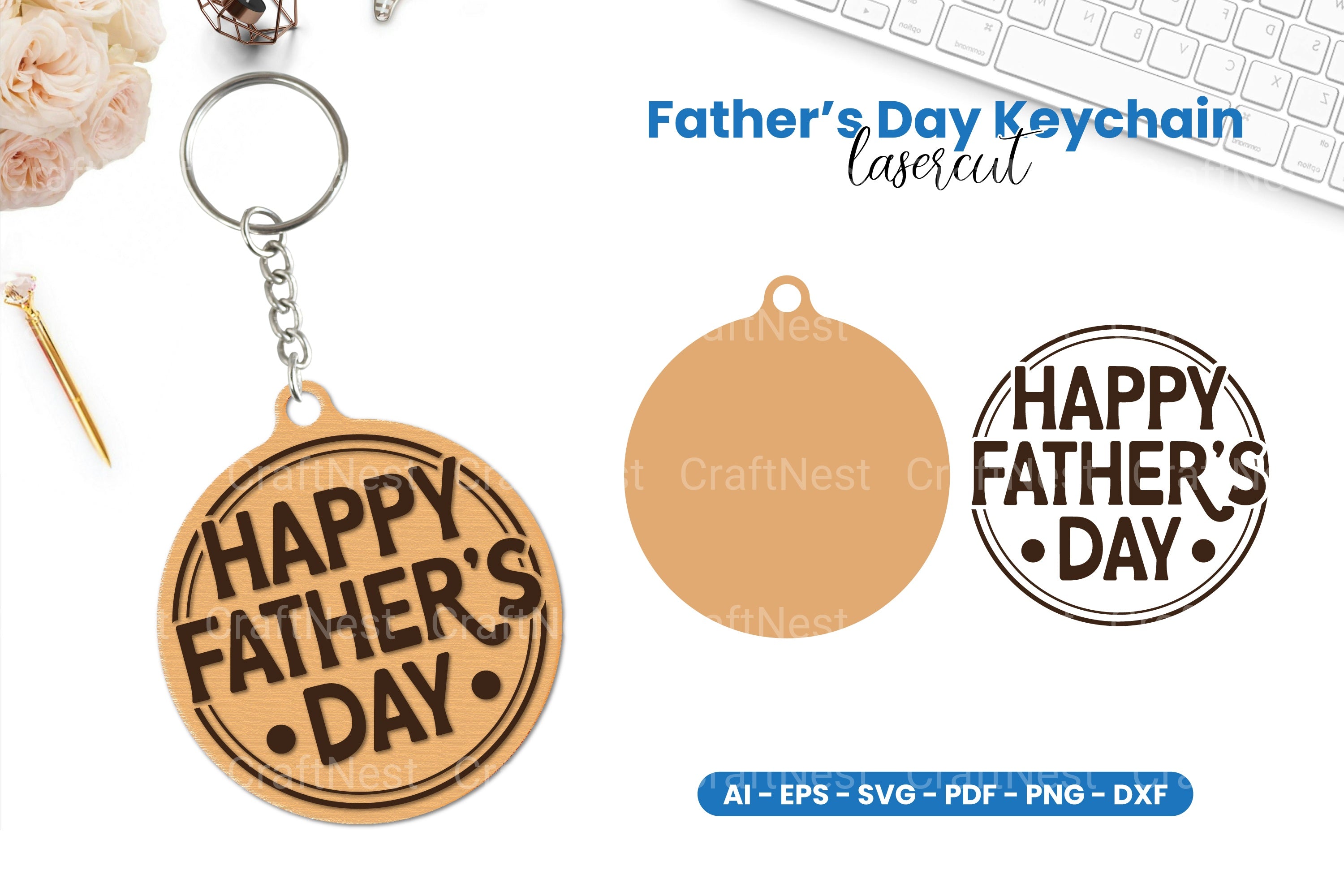 Father's Day Keychain Laser Cut SVG Bundle