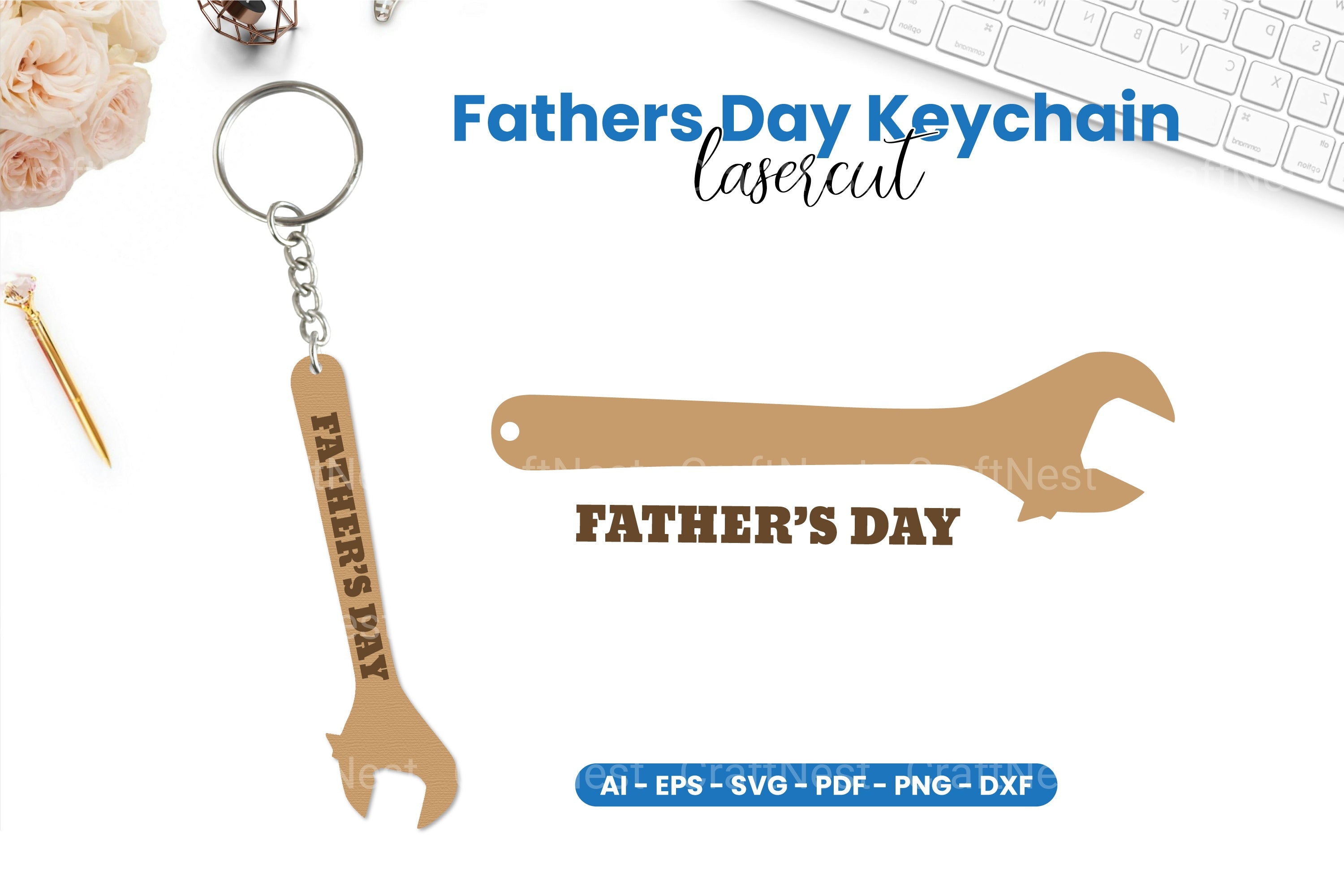 Father's Day Keychain SVG Bundle - Laser Cut Designs