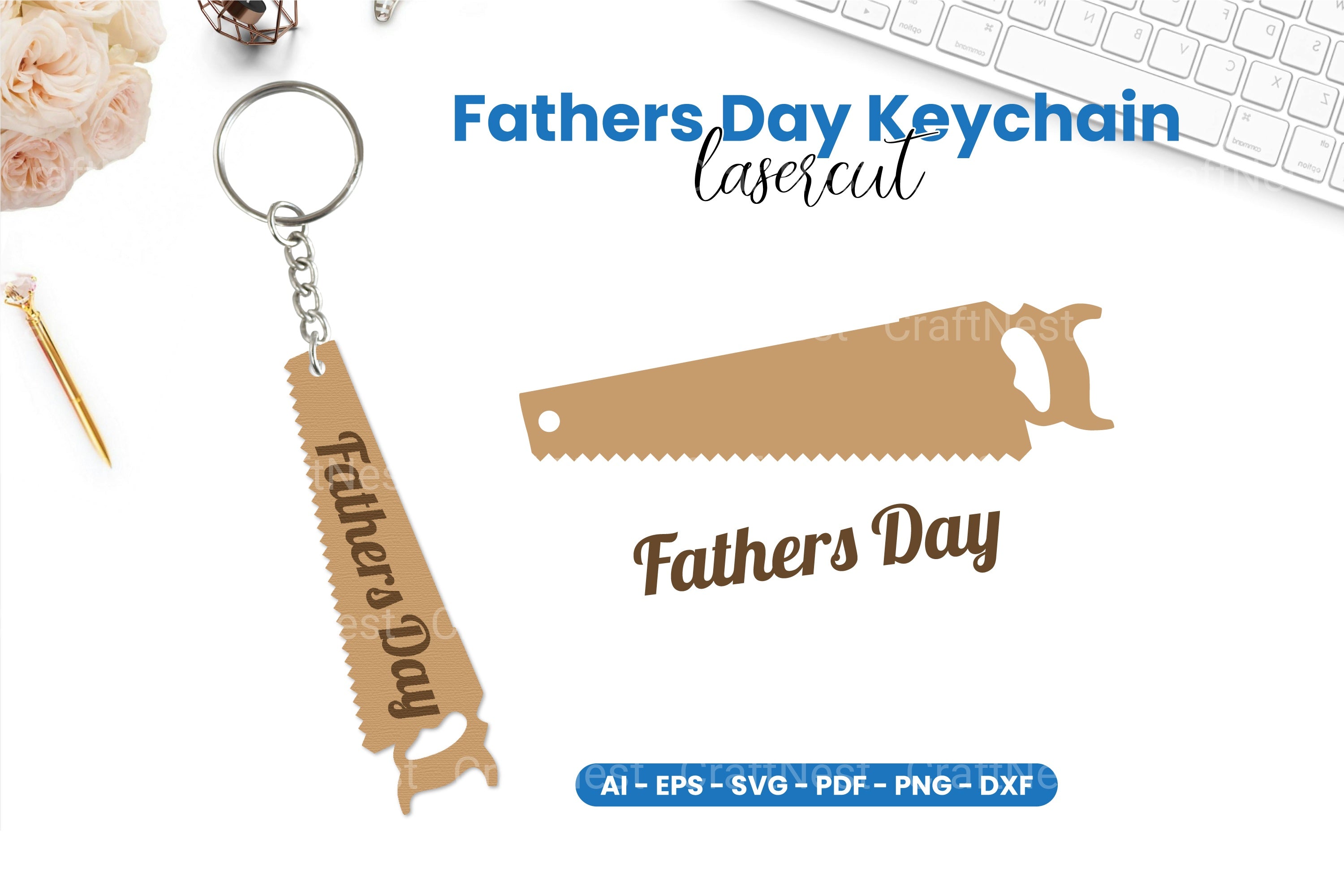 Father's Day Keychain Laser Cut SVG Bundle