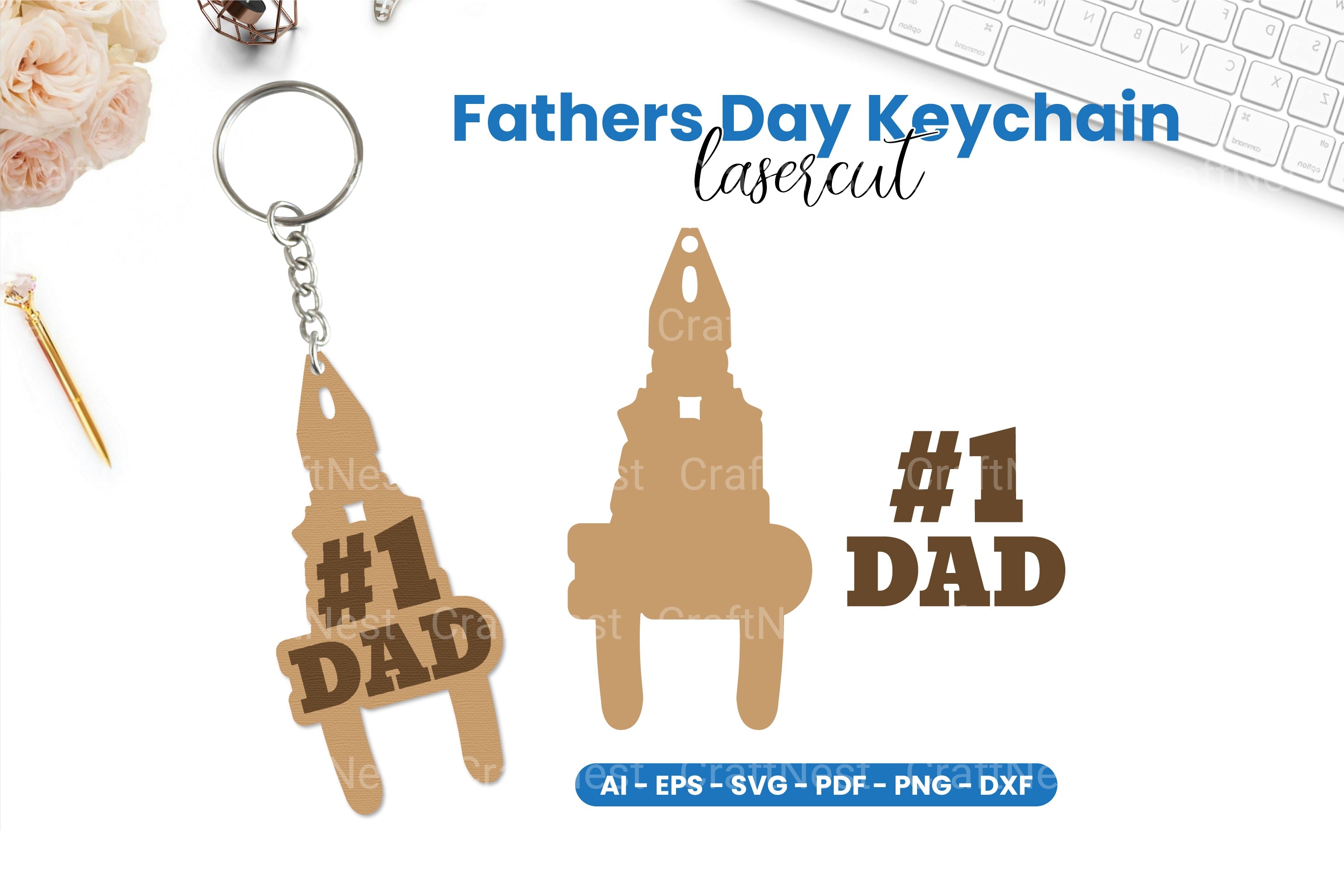 Father's Day Keychain Laser Cut SVG Bundle