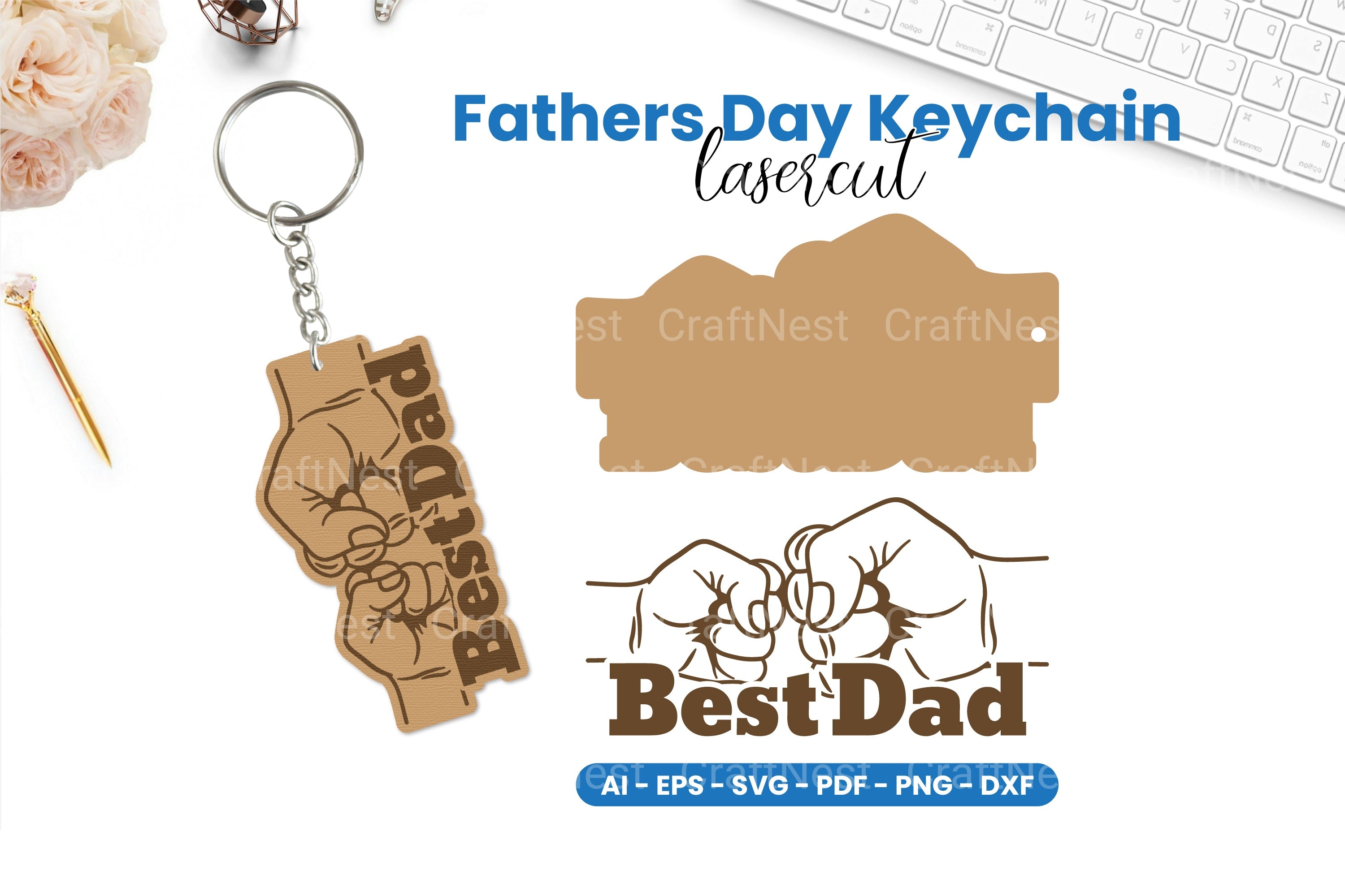 Father's Day Keychain Laser Cut SVG Bundle