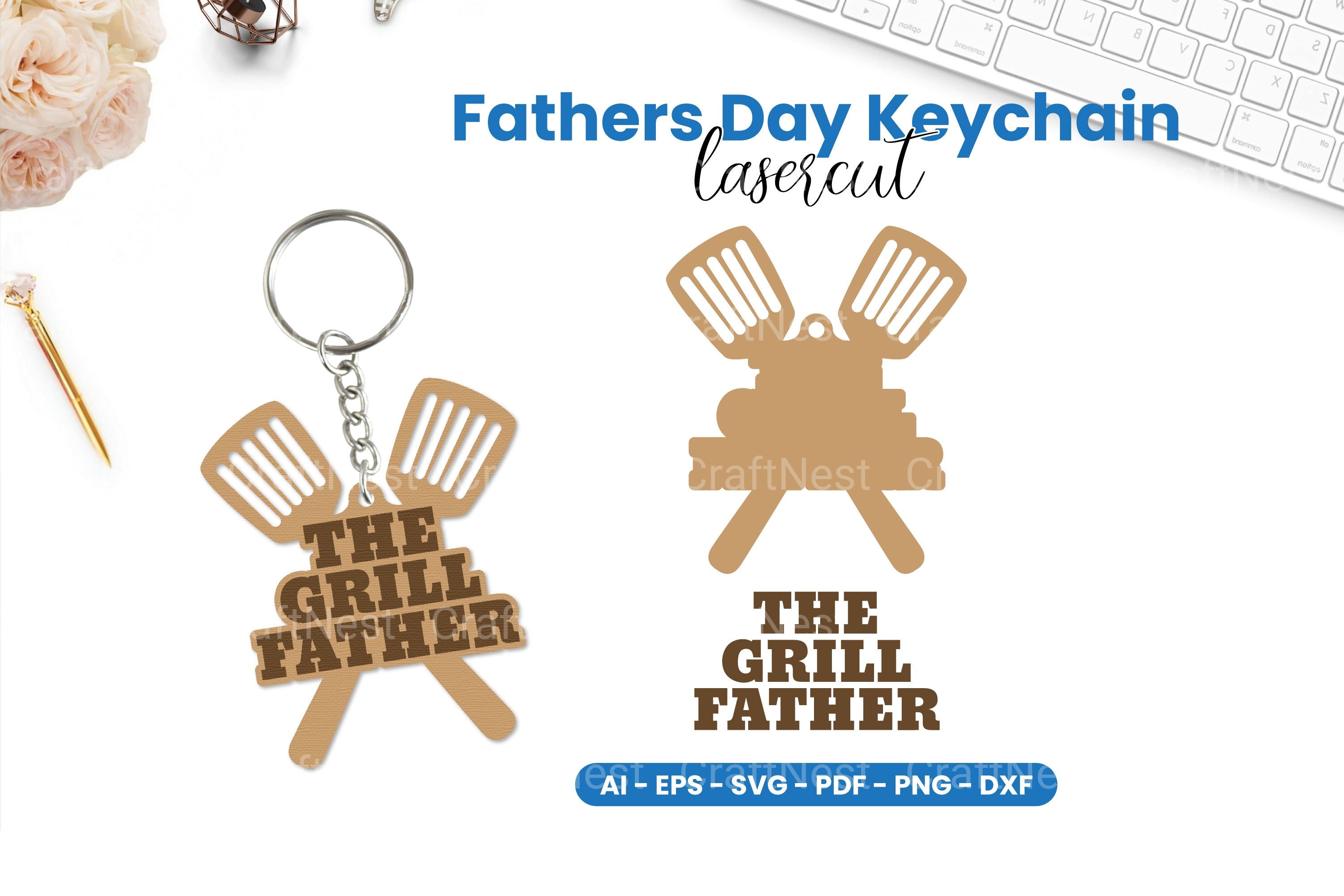 Father's Day Keychain Laser Cut SVG Bundle