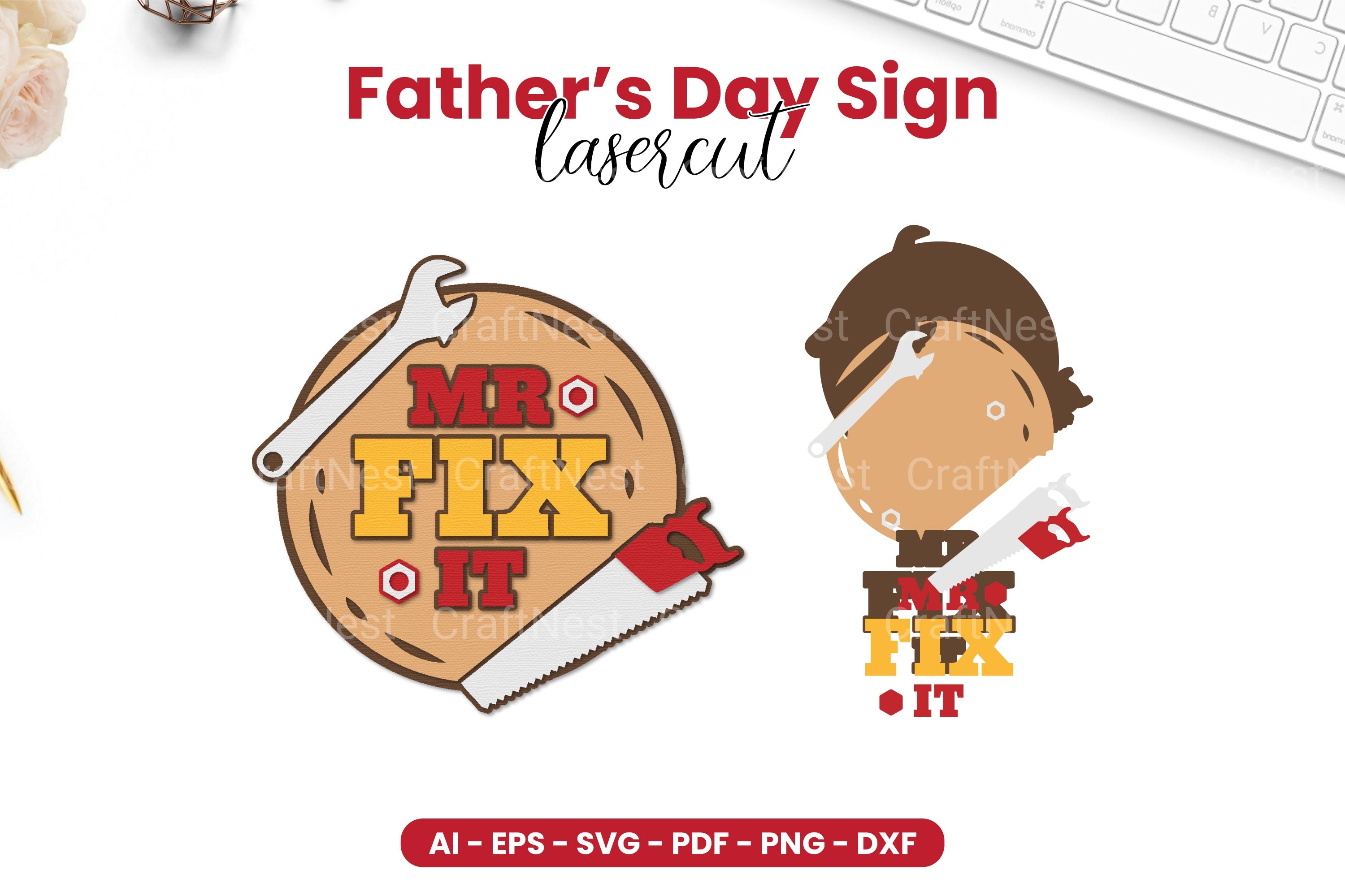 Father's Day Sign Laser Cut SVG Bundle - Clipart Bundle