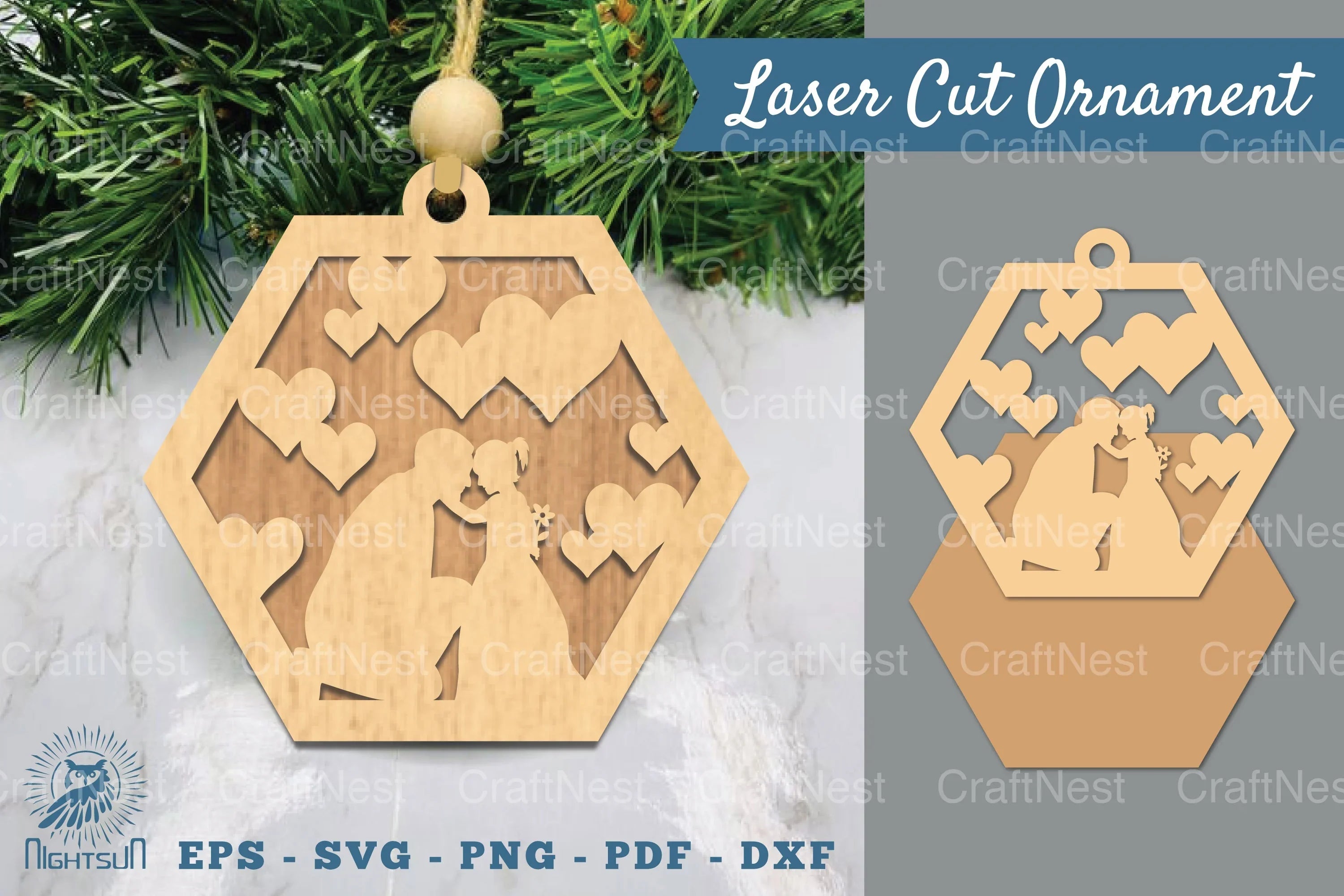 Father and Daughter Laser Cut Ornament Clipart Bundle - CraftNest - Digital Crafting and Art