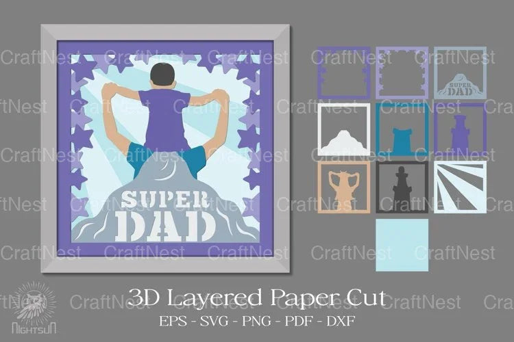 Father and Son Layered Papercut Clipart Bundle - CraftNest - Digital Crafting and Art