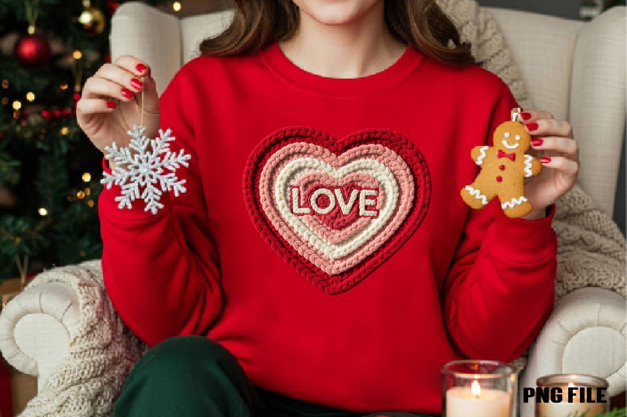 Faux Yarn Valentine Heart Clipart Bundle