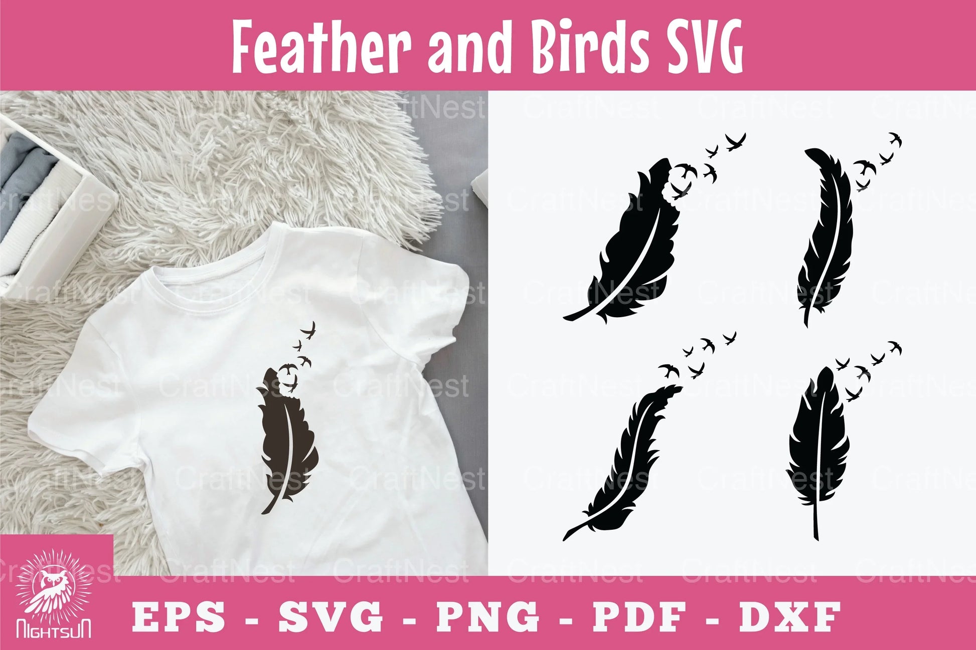 Feather and Bird Silhouette Clipart Bundle - CraftNest - Digital Crafting and Art