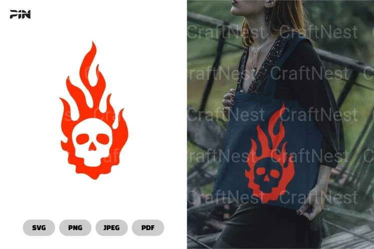 Fire Skull Totebag Clipart Bundle - CraftNest - Digital Crafting and Art