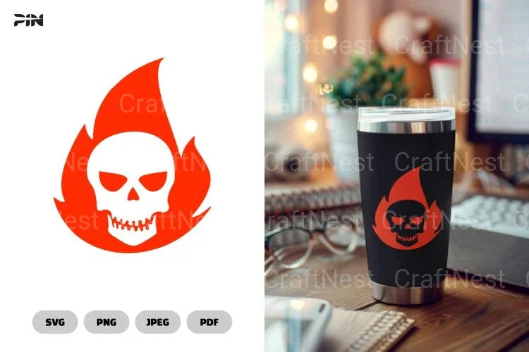 Fire Skull Tumbler SVG Bundle - CraftNest - Digital Crafting and Art