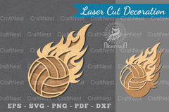 Fire Volleyball Laser Cut Decoration Clipart Bundle - CraftNest - Digital Crafting and Art