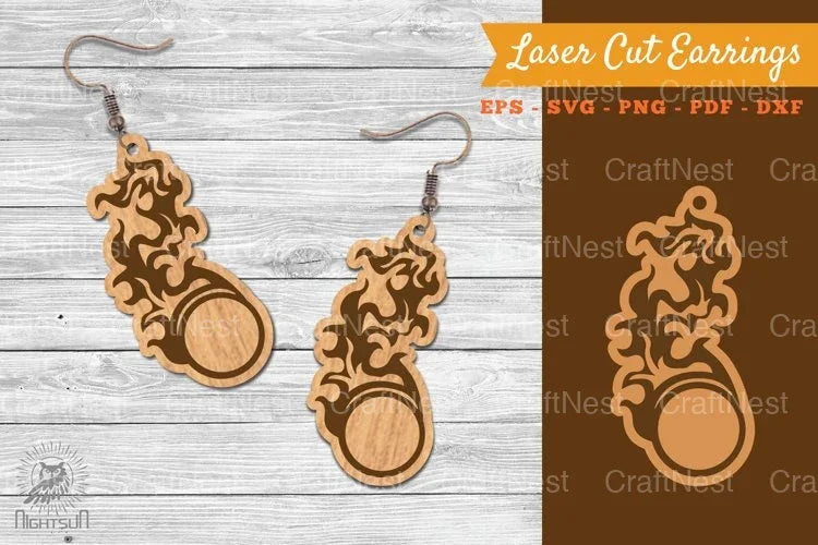 Fireball Laser Cut Earrings SVG Bundle - CraftNest - Digital Crafting and Art