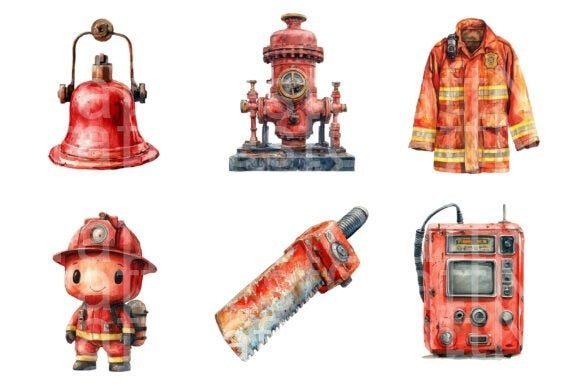Fireman Fire Station Clipart Bundle - CraftNest - Digital Crafting and Art