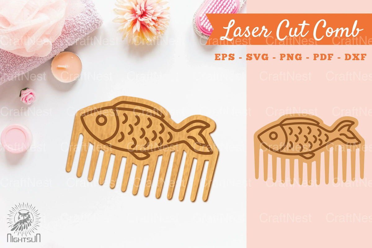 Comic Fish Comb Fish Laser Cut Comb Clipart Bundle