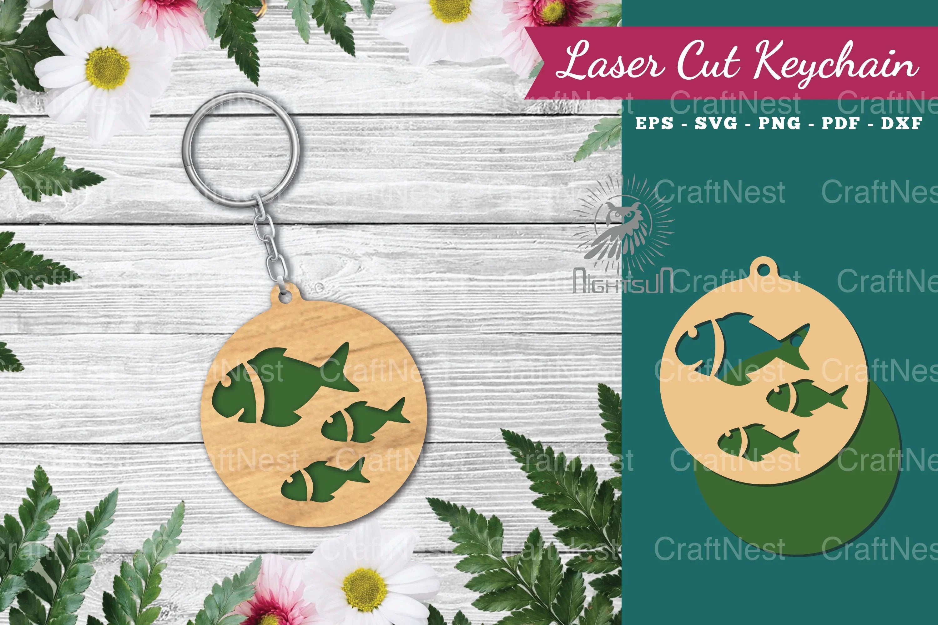 Fish Laser Cut Keychain Bundle - CraftNest - Digital Crafting and Art