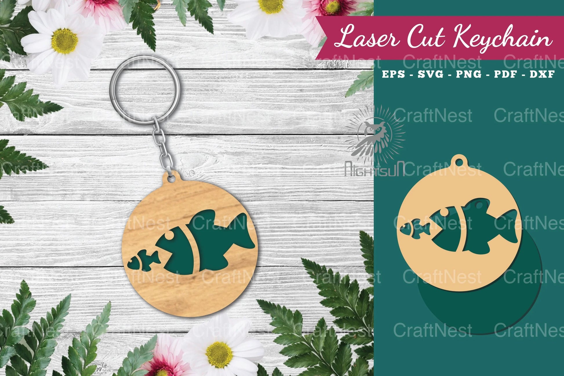 Fish Laser Cut Keychain Design Bundle - CraftNest - Digital Crafting and Art
