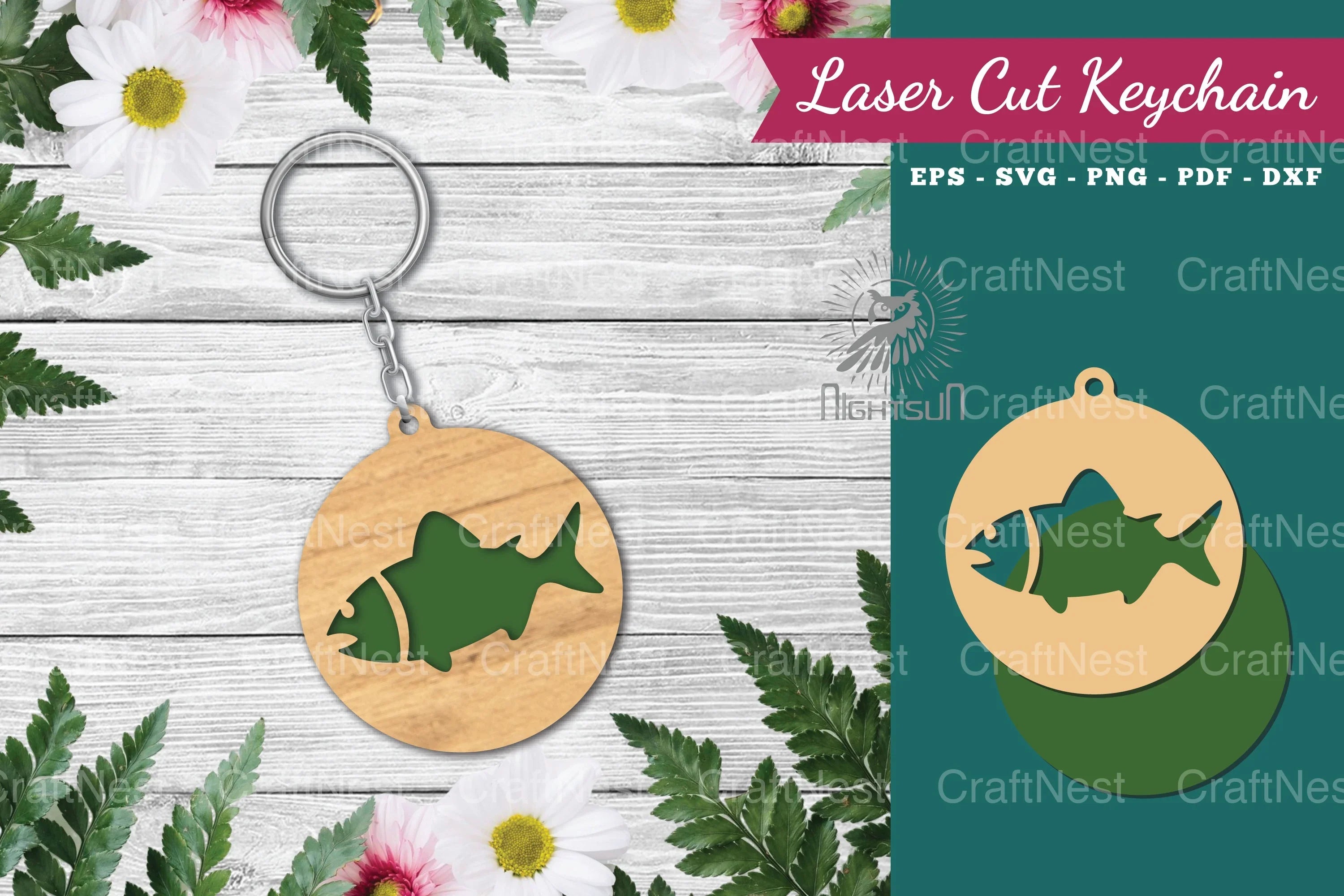 Fish Laser Cut Keychain Design Bundle - CraftNest - Digital Crafting and Art