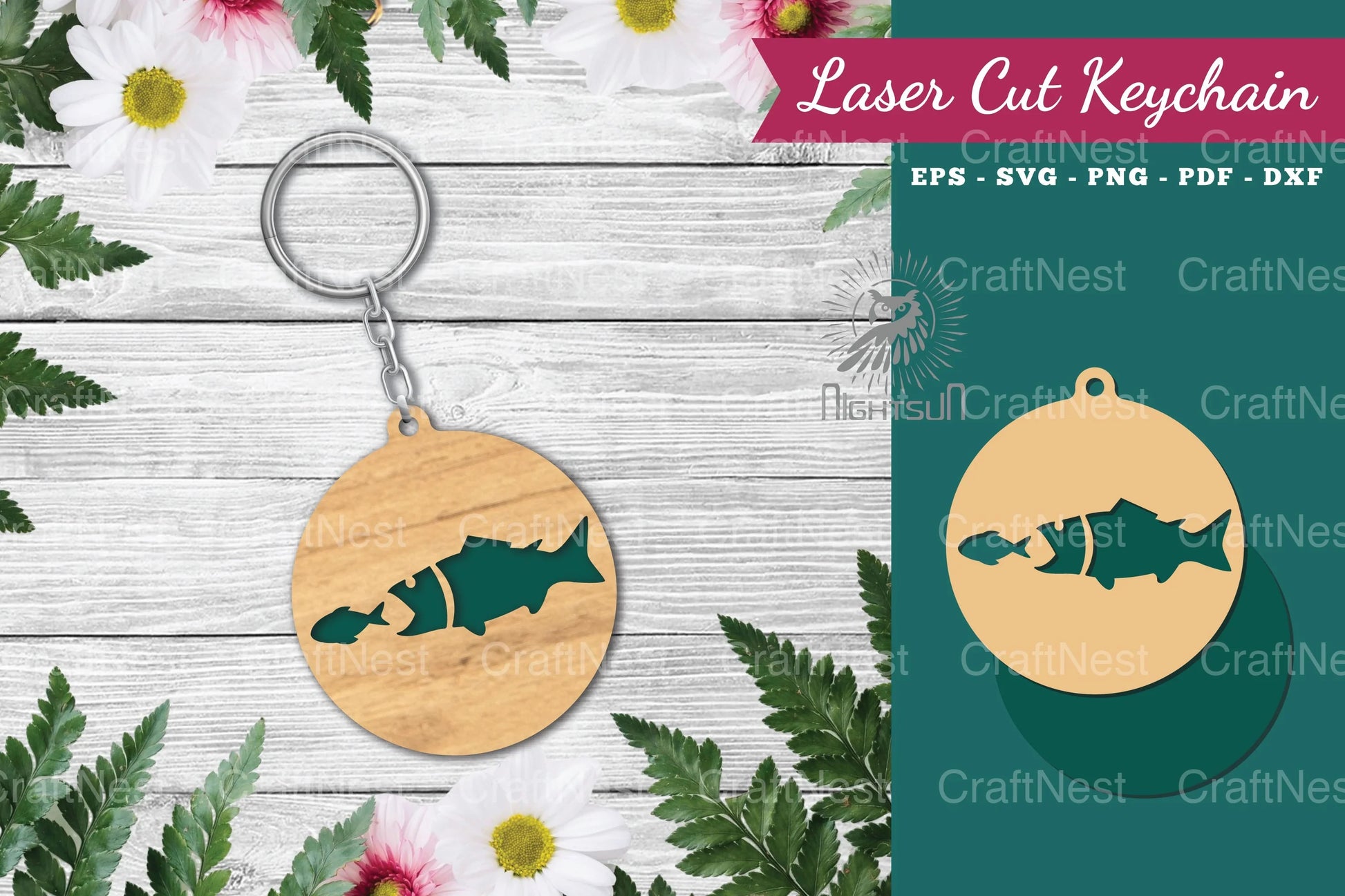 Fish Laser Cut Keychain Design Bundle - CraftNest - Digital Crafting and Art