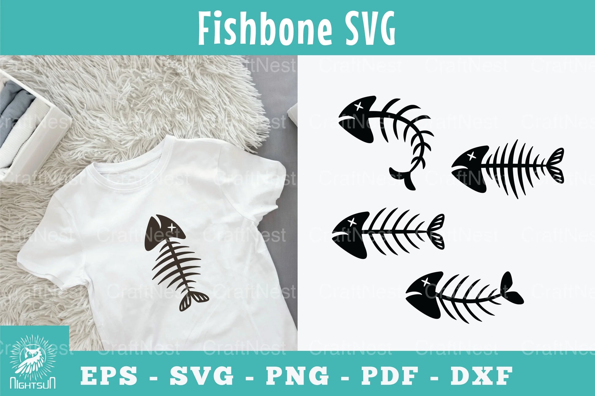 Fishbone Silhouette Clipart Bundle - CraftNest - Digital Crafting and Art