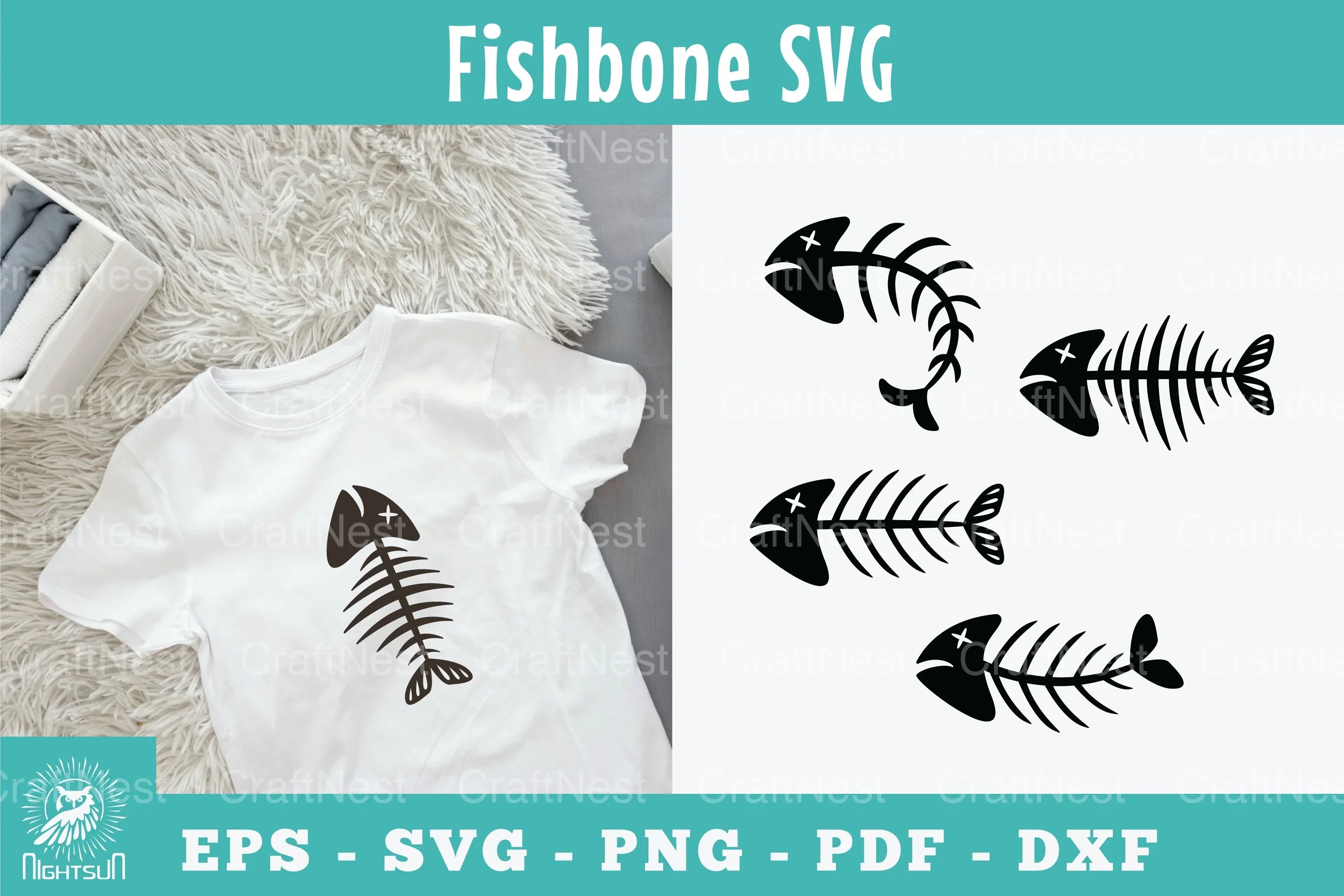 Fishbone Silhouette Clipart Bundle - CraftNest - Digital Crafting and Art