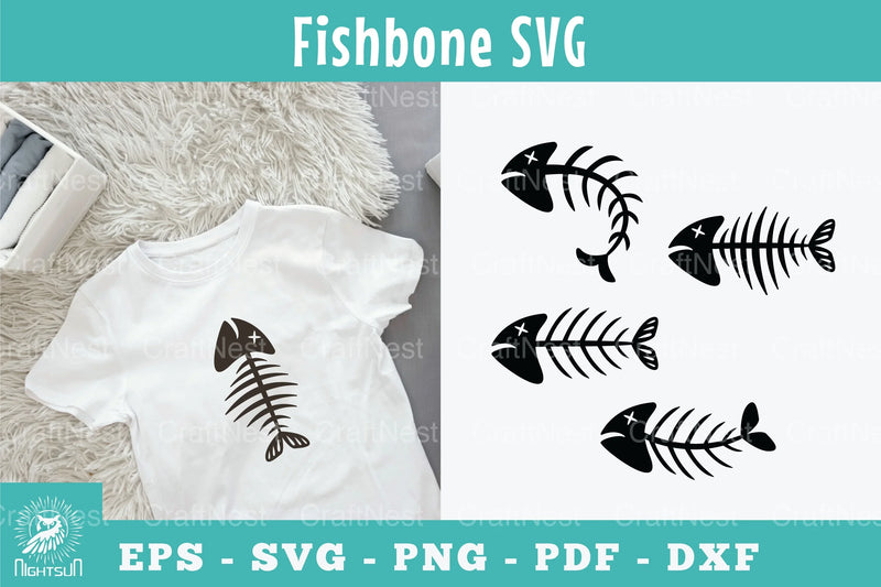 Fishbone Silhouette Clipart Bundle - CraftNest - Digital Crafting and Art