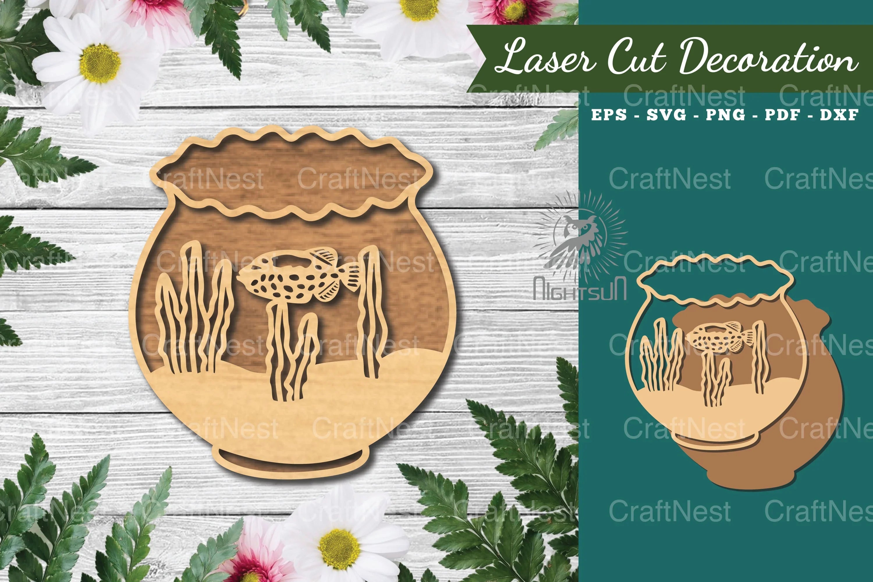 Fish in Bowl Laser Cut Decoration Clipart Bundle - CraftNest - Digital Crafting and Art