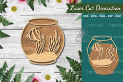 Fish in Bowl Laser Cut Decoration Clipart Bundle - CraftNest - Digital Crafting and Art