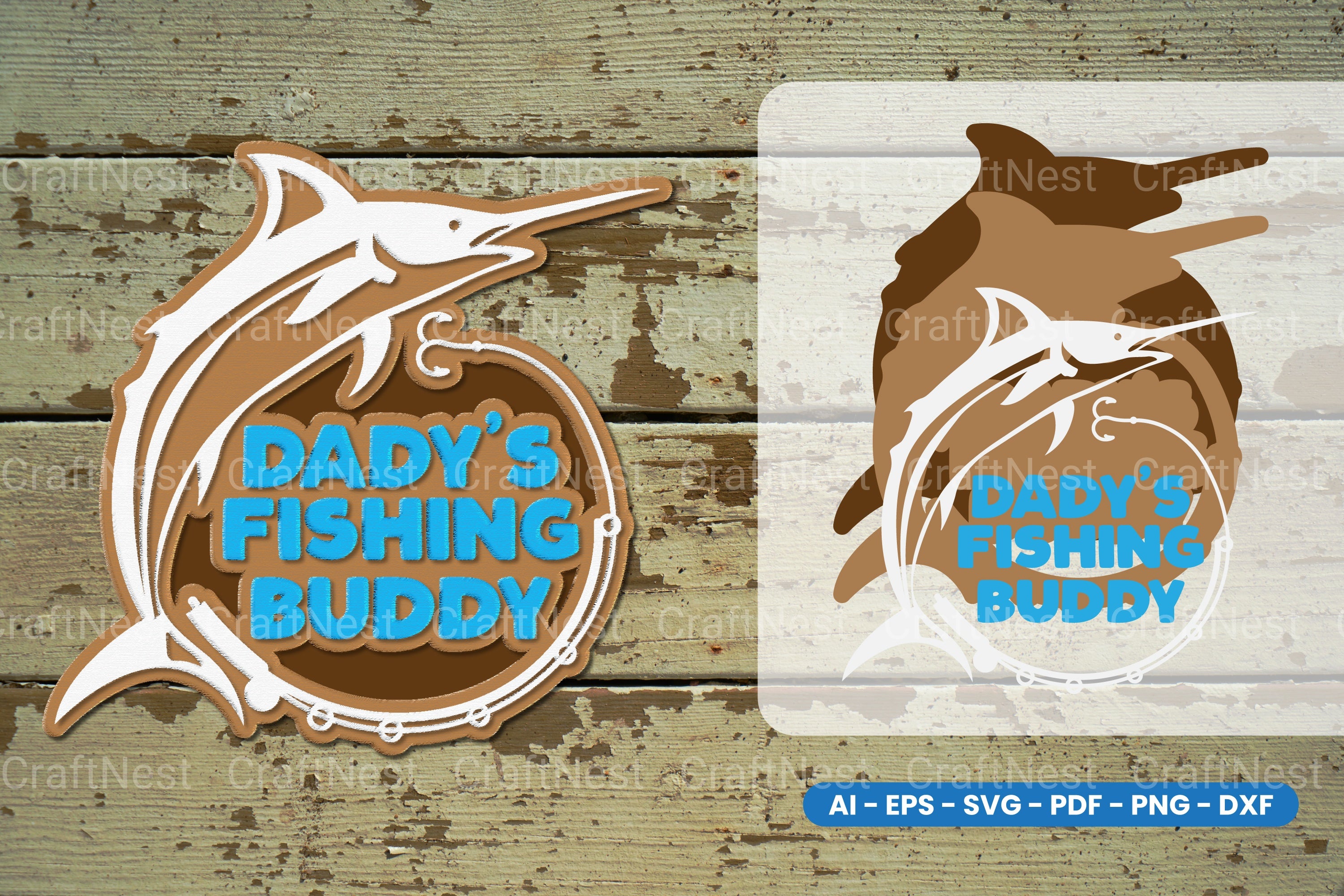 Fishing Dad Lasercut SVG Clipart Bundle
