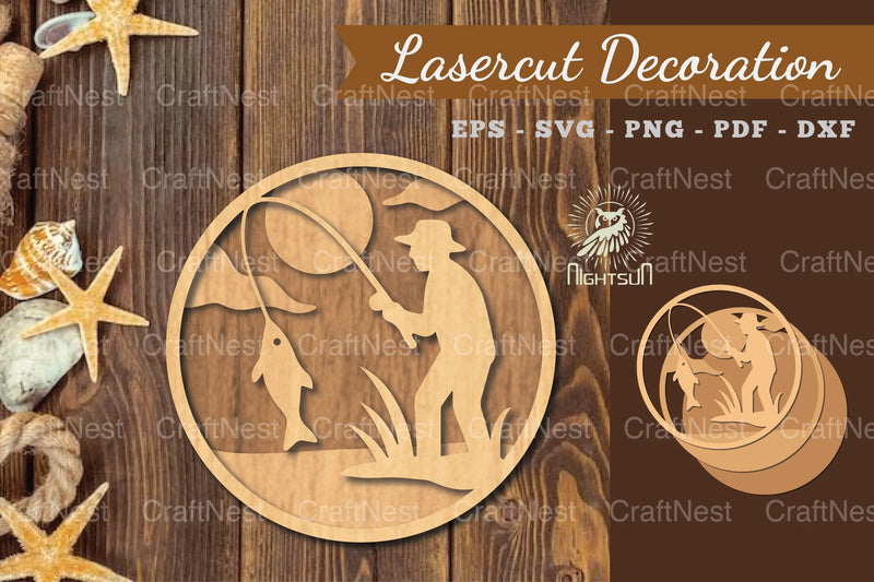 Fishing Round Lasercut Decoration Clipart Bundle - CraftNest - Digital Crafting and Art