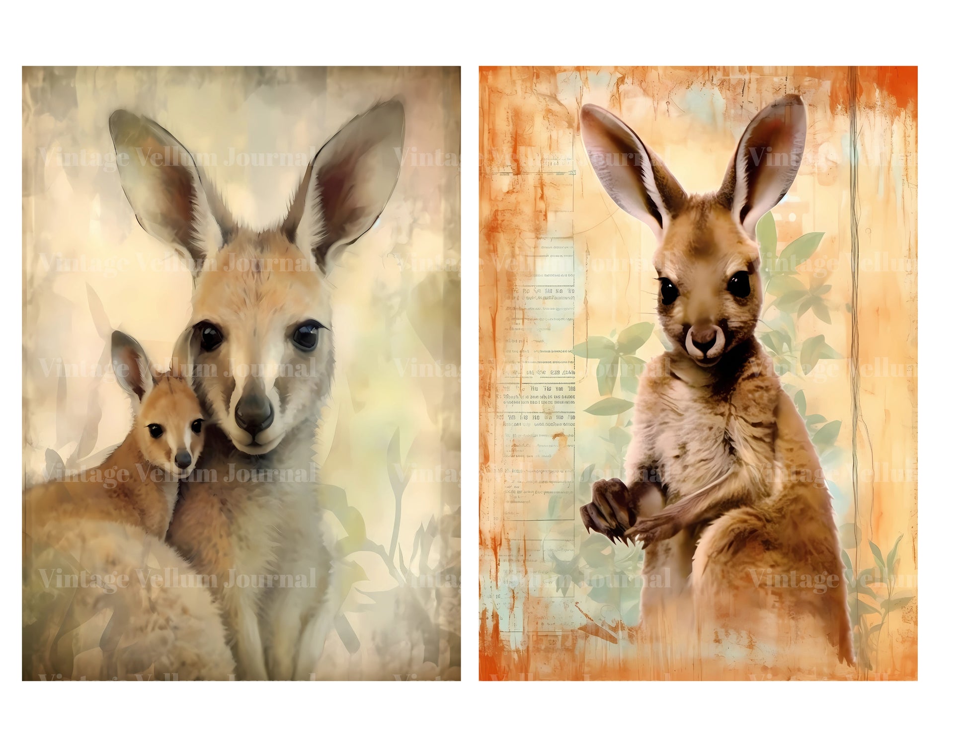 Baby Kangaroos Junk Journal Pages - CraftNest