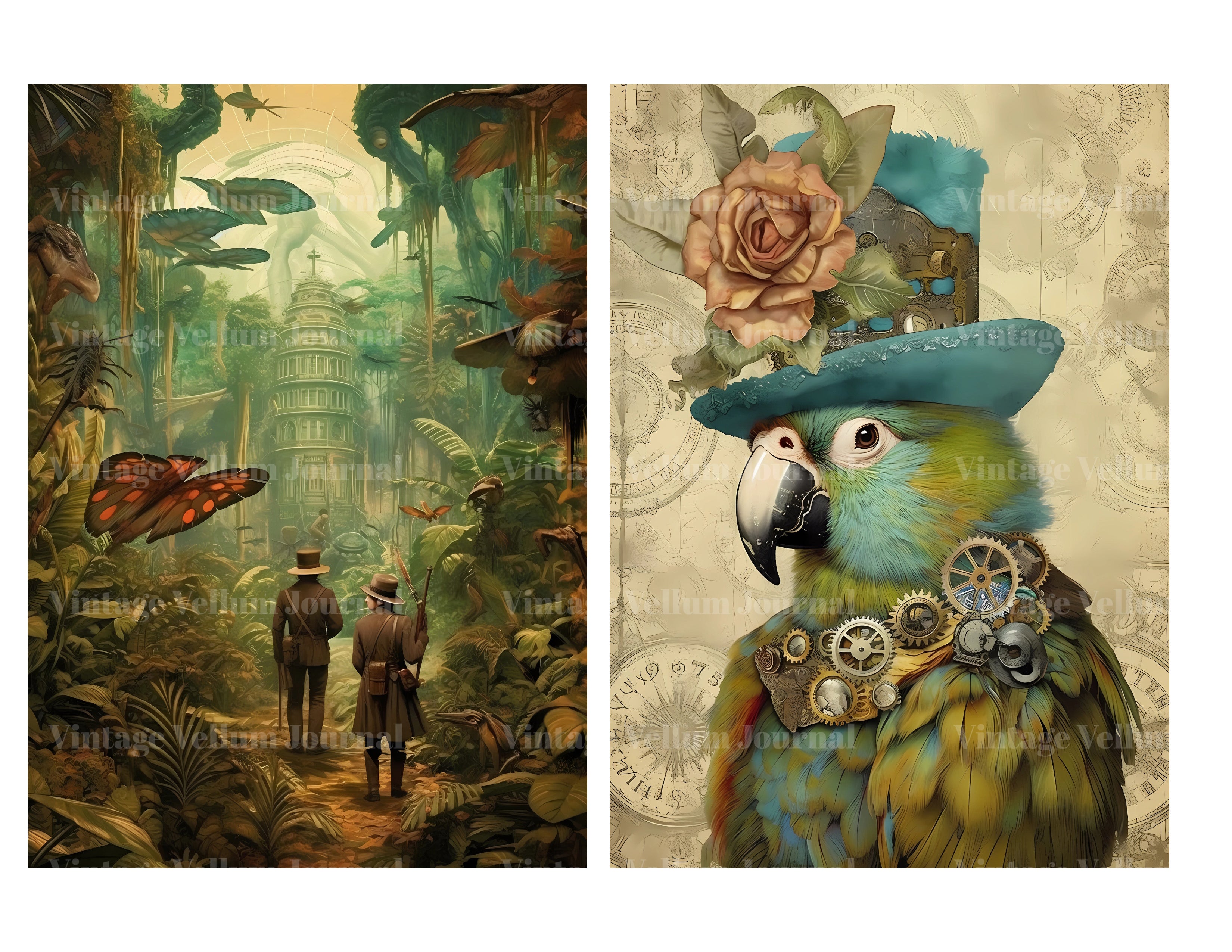 Steampunk Jungle World Junk Journal Pages - CraftNest