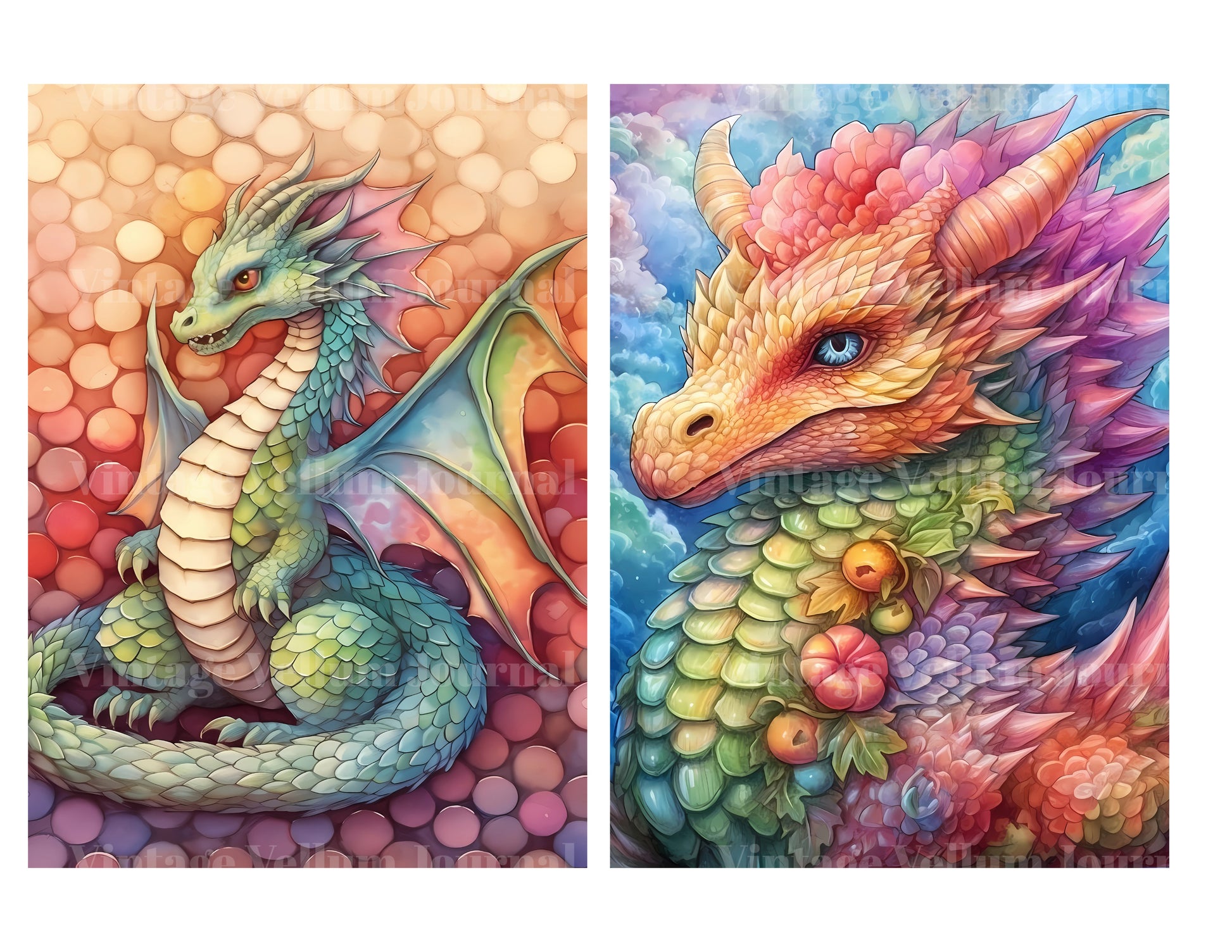 Rainbow Dragon Junk Journal Pages - CraftNest