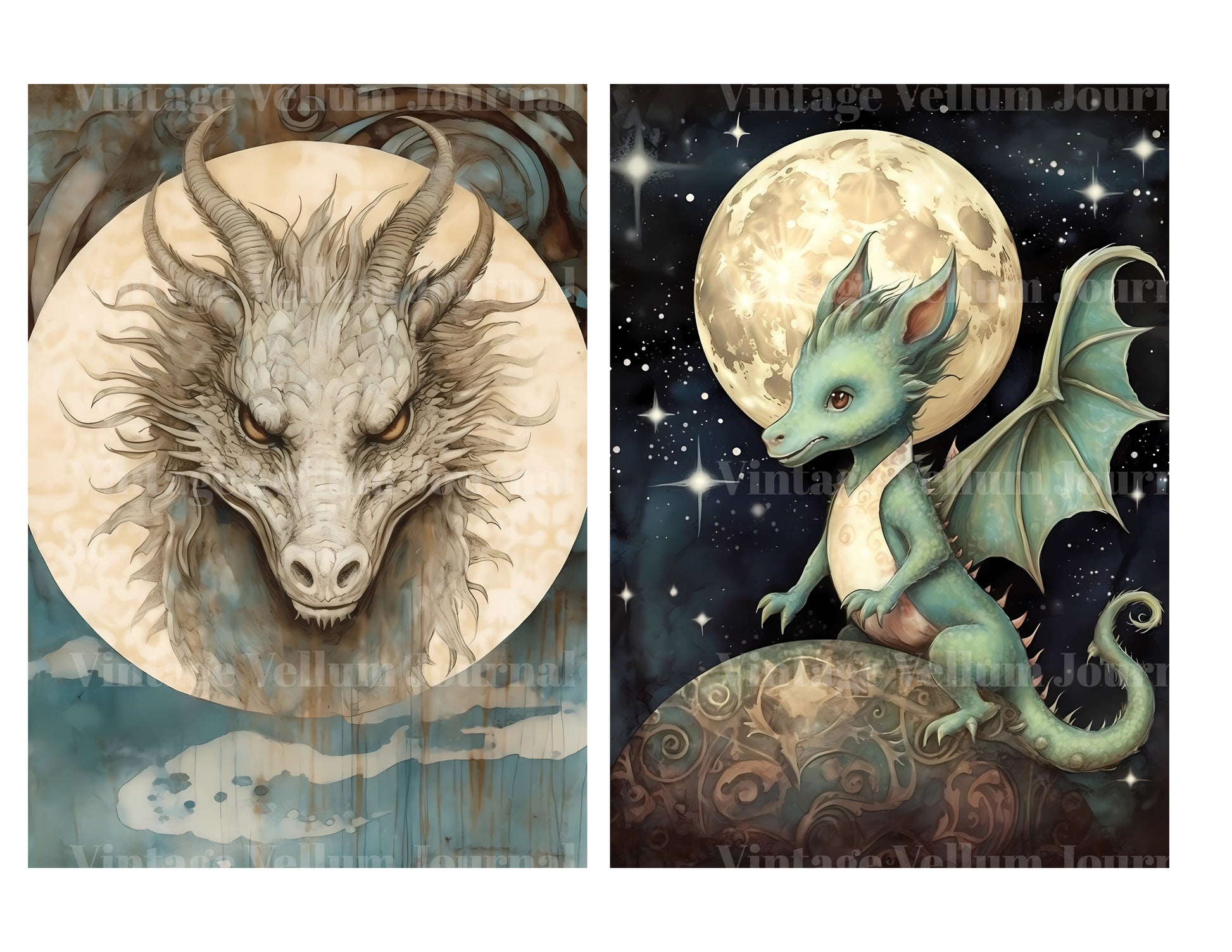 Moon Dragons Junk Journal Pages - CraftNest