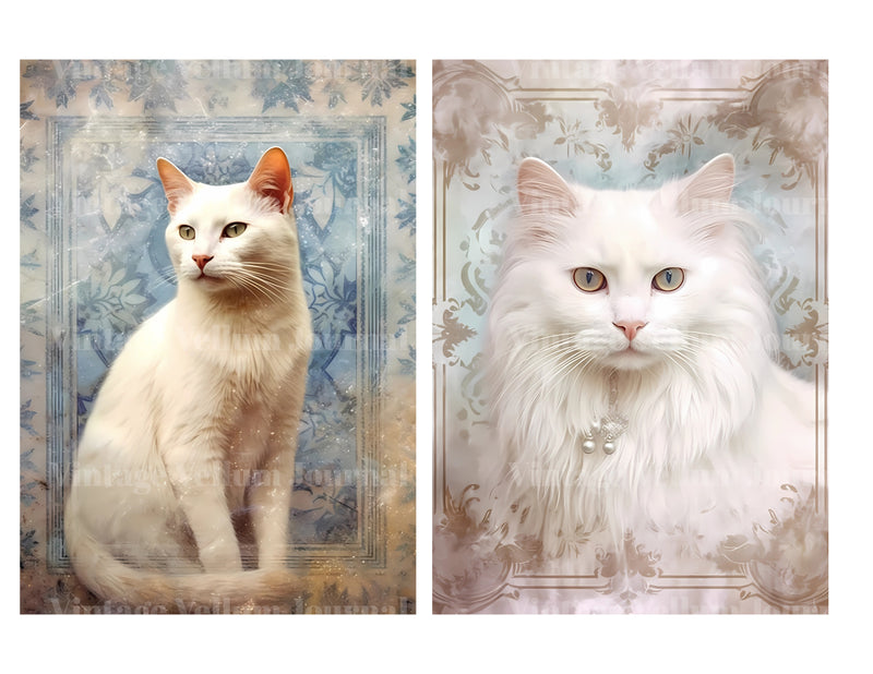 White Cats Junk Journal Pages - CraftNest