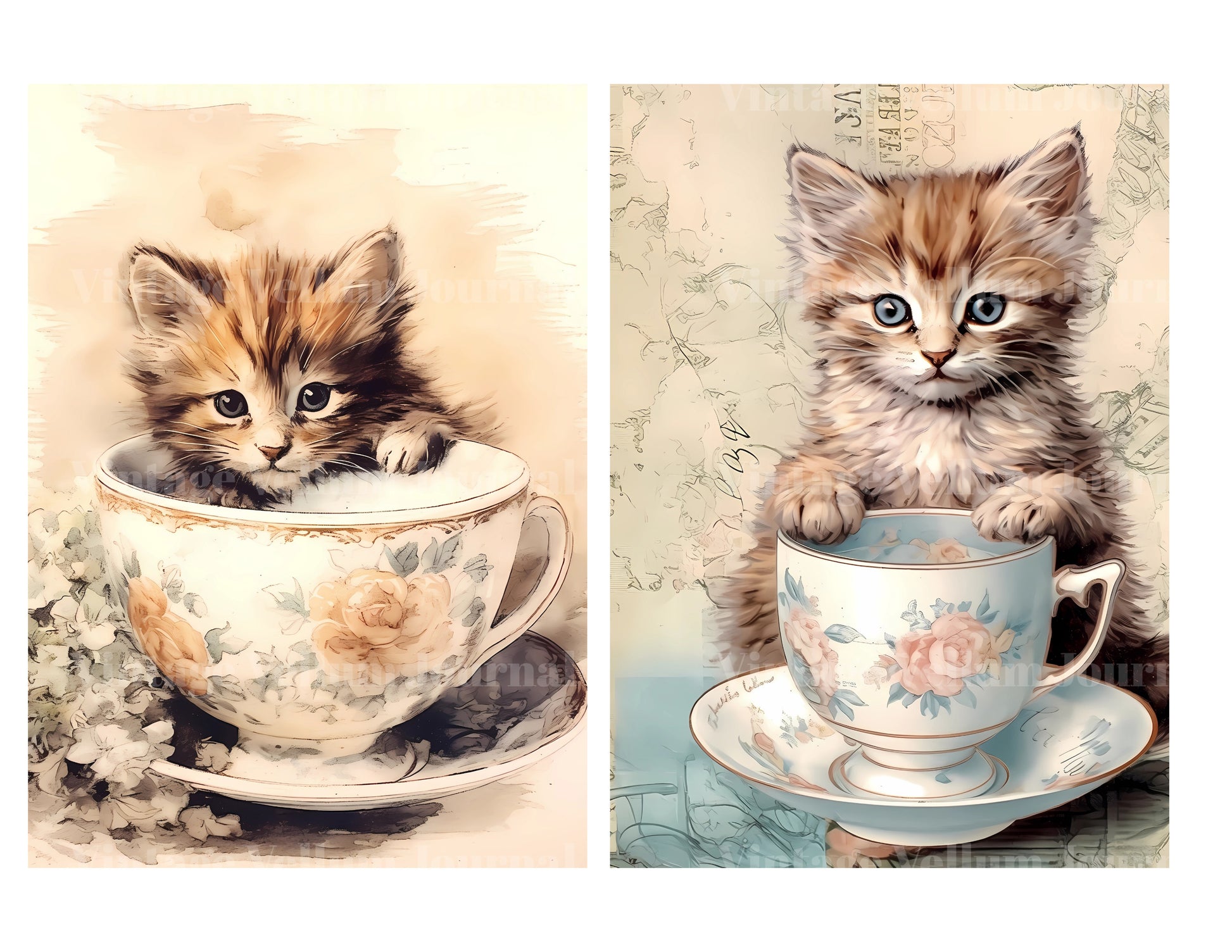 Kitten In A Cup Junk Journal Pages - CraftNest