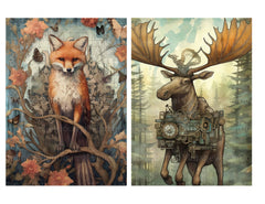 Steampunk Forest Animals Junk Journal Pages - CraftNest