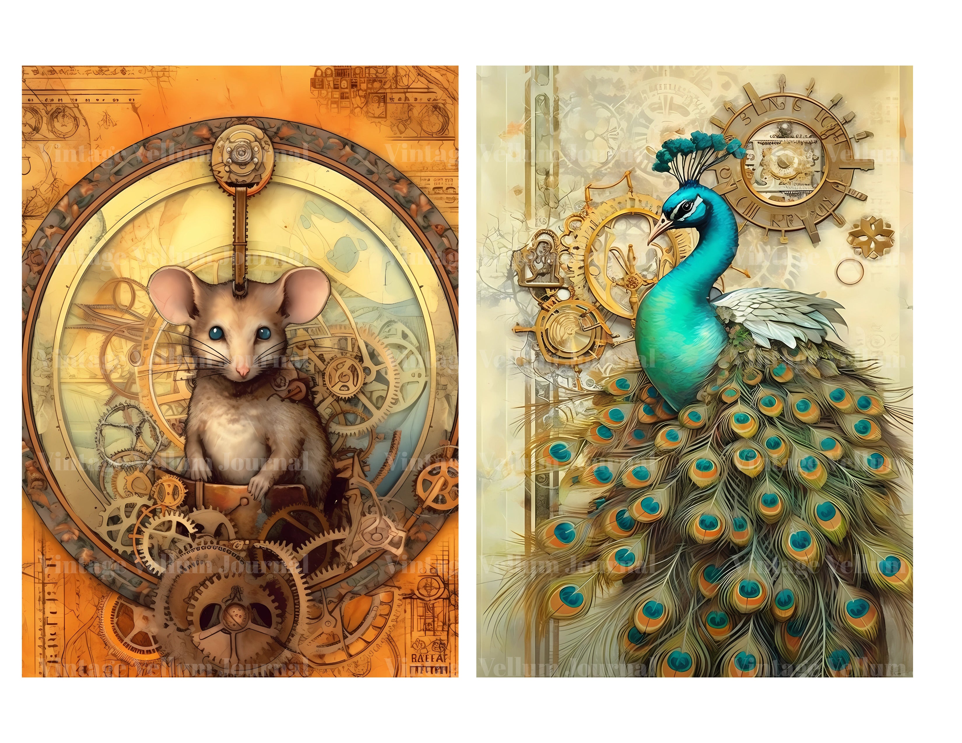 Steampunk Animals Junk Journal Pages - CraftNest