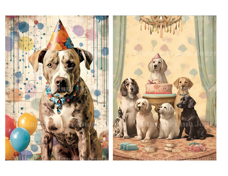 Birthday Dogs Junk Journal Pages - CraftNest