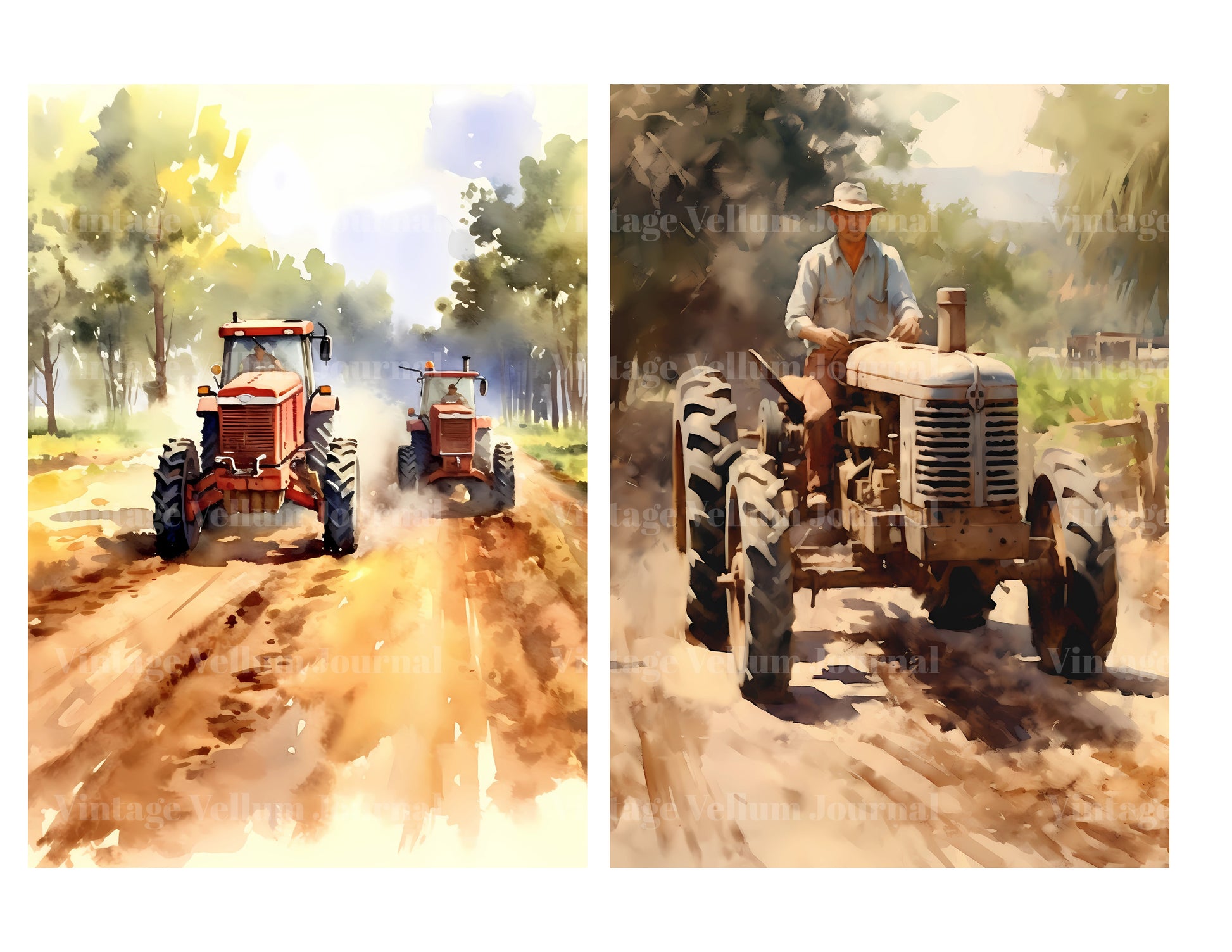 Farming Tractor Junk Journal Pages - CraftNest