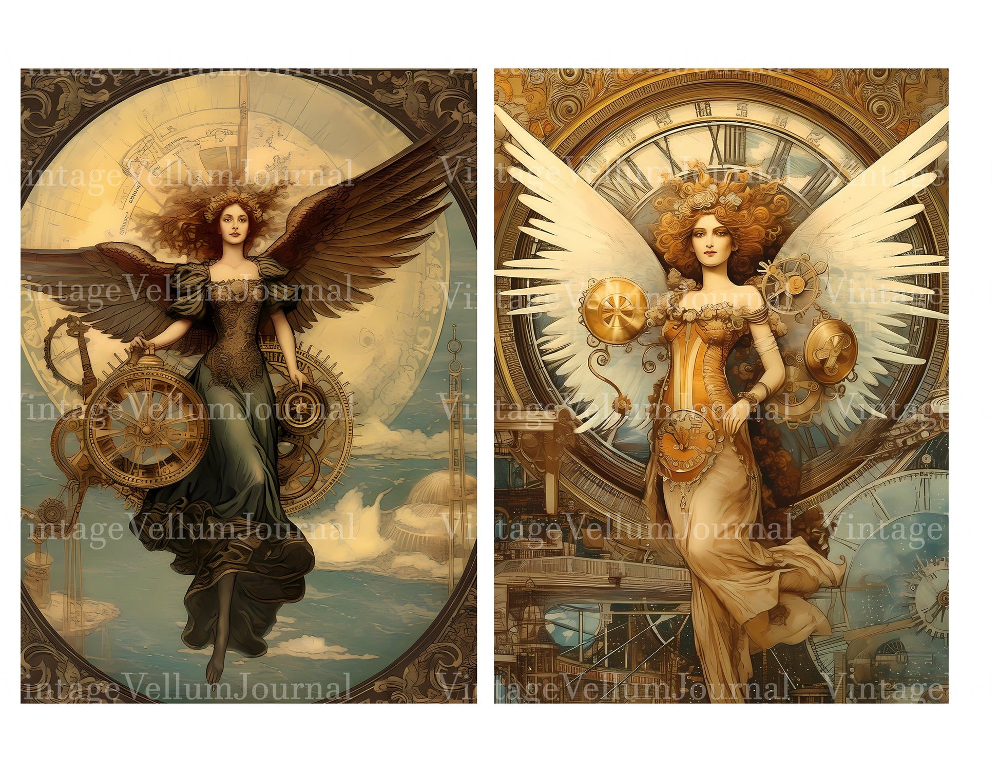 Steampunk Angels Junk Journal Pages - CraftNest