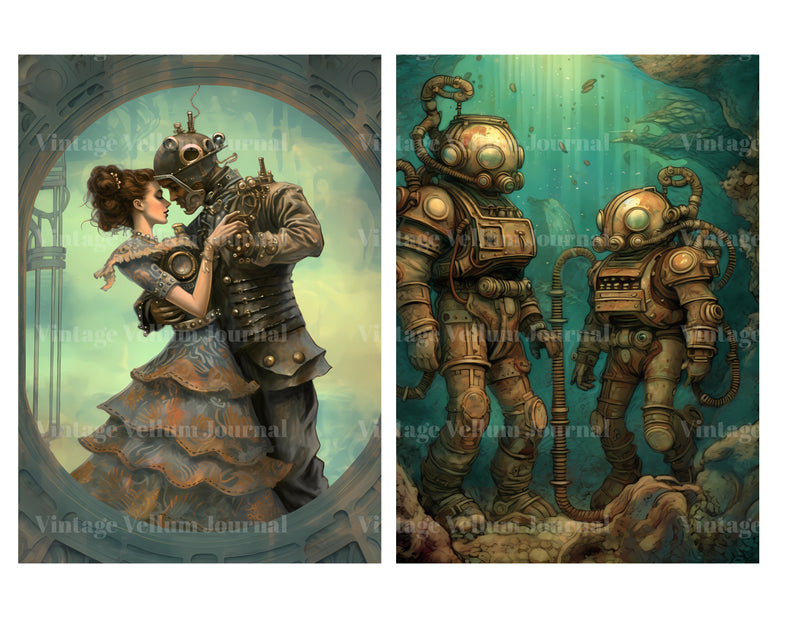 Steampunk Underwater World Junk Journal Pages - CraftNest