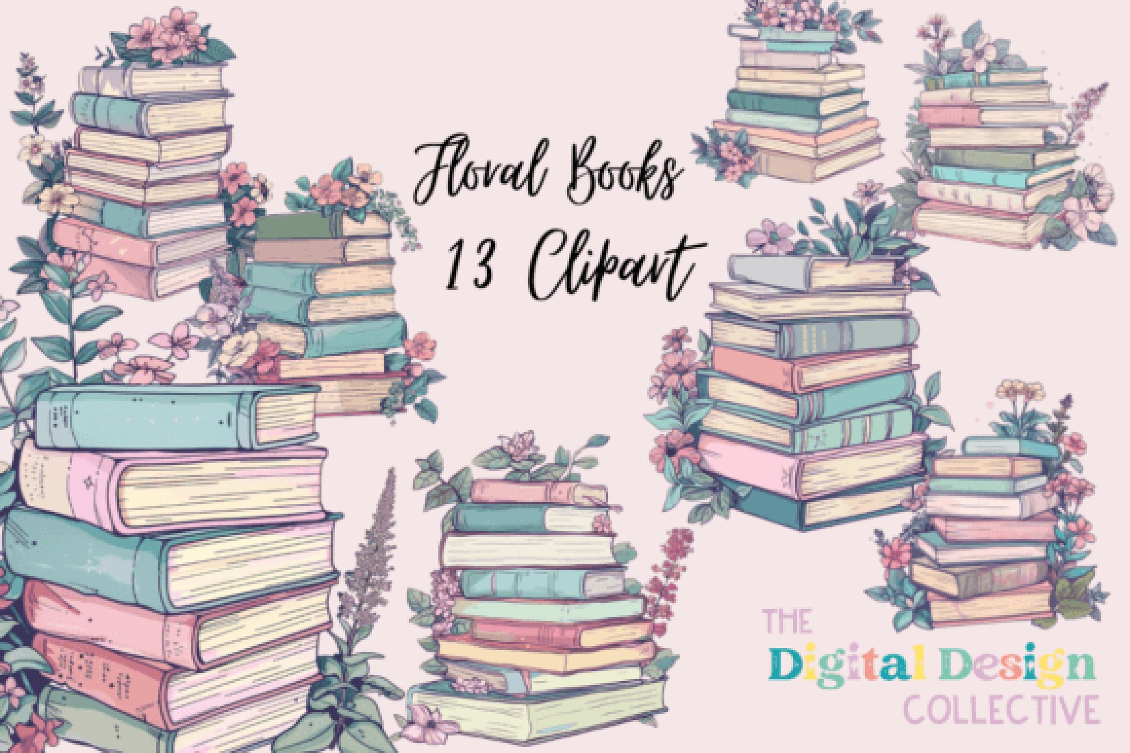 Floral Book Clipart Bundle