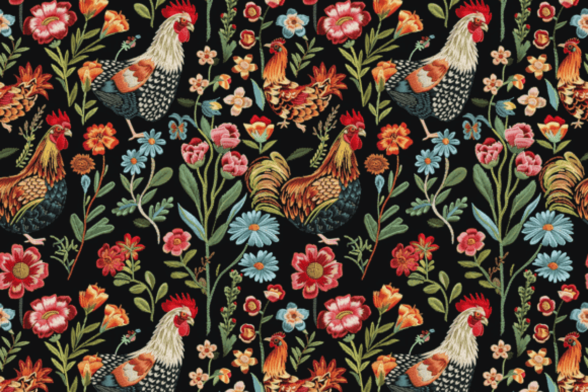 Chicken Pattern Digital Floral Chicken Seamless Digital Paper